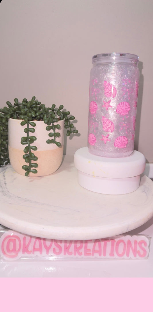 Pre Made 16oz Acrylic Pink Shells Snoqglobe