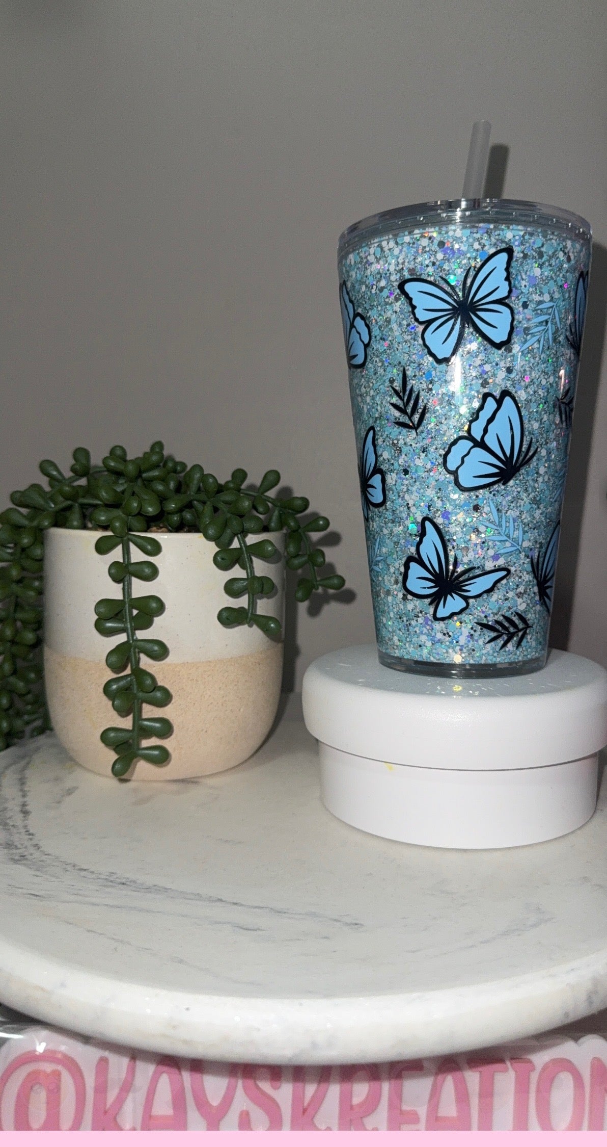 Pre Made 16oz Tapered Butterfly Snowglobe